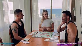 Two big cocks fucked me to pay monopoly debts, so intense! 💥