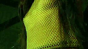 a submissive brunette is tied up in bondage scene