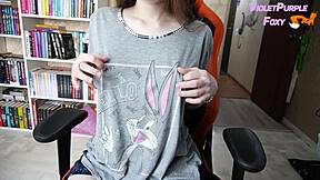 Skinny blonde masturbates nipples and pussy to shaking orgasm twice