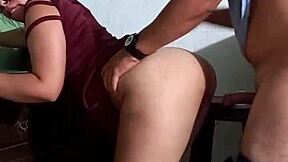 Latina stepsister bent over for creampie before boyfriend