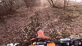 Wild Dirtbike Ride Turns into Passionate Outdoor Sucking and Cum Mouthful.