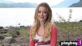 blonde olivia preston shows hot body petite 18+ babe poses outdoor