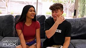 huge cock white guy fucks tight latina pussy in college