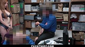 Teen fucked loss prevention officer front stepfather work