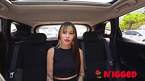 Teenage Colombian hottie Mells prepares for interracial fun in public