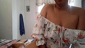 horny brunette enjoys a homemade massage with fingering pleasure