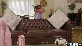 Horny milf fucks two sitters in lesbian threesome