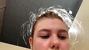 Young BBW masturbates with anal plug in public close up