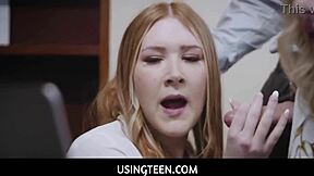Redhead Teen 18+ Intern and Blonde Milf Assistant Freeused