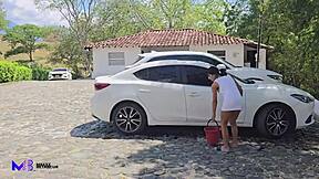 Sex In Public Car Wash! Max Betancur Fucks Athenea Rosse!