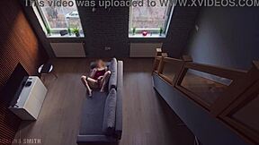 Roommate catches me masturbating, I continue