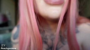 Busty slut sucks and fucks big tits.