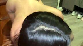 pretty thai teen takes big white cock doggystyle.