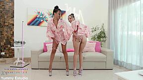 Elisa Santos and Nat in intense anal scene with pee and puke