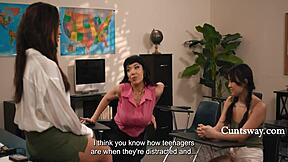 Teacher Amour's Stepdaughter Has a Crush on You in Lesbian Threesome