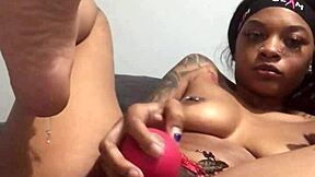 kashofficials shows off her hairy pussy up close with vibrator