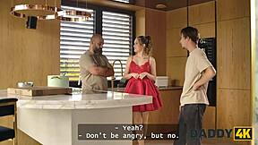 girlfriend performs striptease after sucking cock