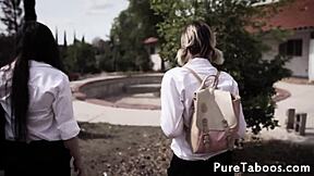 Teens Share Cock In Kinky Threeway Fantasy Ride