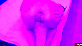 Bound babe endures rough anal gaping and massive cumshot on her face!