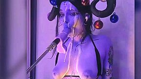 The devil says, 'I'm filled with cum and passionately giving blowjobs with my toes and vibrator'