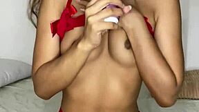 Petite girl sucks dildo cums hard