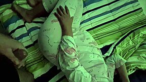 My pregnant stepsister lets me cum on her belly.