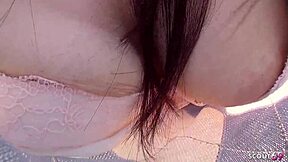 Petite asian step-daughter with floppy tits seduces step-dad for outdoor creampie sex