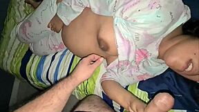 My pregnant stepsister lets me cum on her belly.