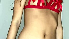 Petite girl sucks dildo cums hard