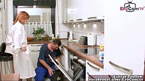 Why german milf fucks standing in kitchen