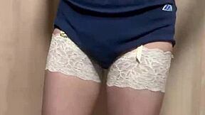 Teen in gym shorts tries embarrassing underwear
