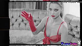 Blonde teen Aubrey strips and shows her perfect body