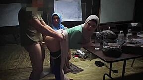 Arab Teen Sneaks Into Army Base For Fuck