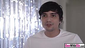 big ass latina stepsis and teen bestie fuck stepbro on new years