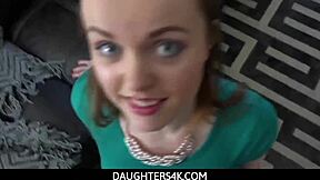 Hey, stepdad helps cute River Fox with her big tits