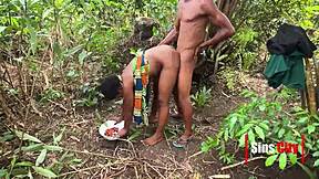 a young 18+ man seduces an fucks a village girl outdoor in the bush