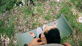 Ponytail Brunette Jerked Off During Meditation For Huge Facial