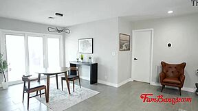 step mom uses her tongue deep while the teen peeps in