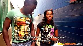 African Teen Blows Friend's Monster Cock For Cash!