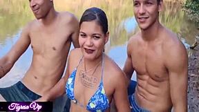 Petite ebony gets assfucked by monster cocks.