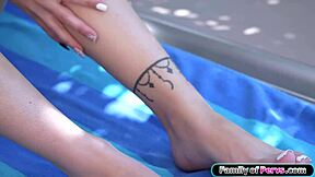 my petite stepsis chanel camryn giving my big cock a footjob