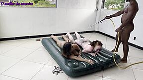 Boy earns hard fuck from two whores