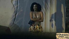 Watch this curly-haired beauty get fucked outdoors in public!