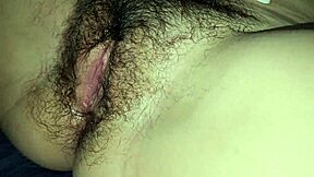 Couple's first time fucking, creampie in tight hairy pussy