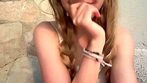 young student waits horny in front yard for stepdad to return