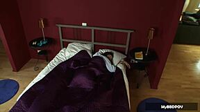 Curvy pornstar shoves glass dildos in shaved ass