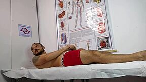 patient gets excited in front of the nurse during workout