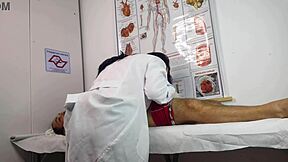 patient gets excited in front of the nurse during workout