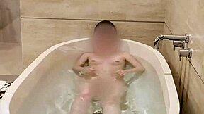 bathing of beautiful japanese college student with small waist and cute face