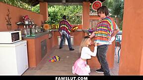 Petite Stepsister Blows Her Stepbrothers Cock Behind Stepdads Back